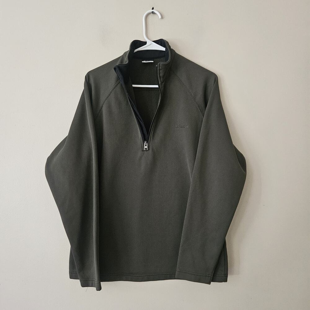 Columbia Pullover Mens Mediu Green Quarter Half Zip Sweater Mock